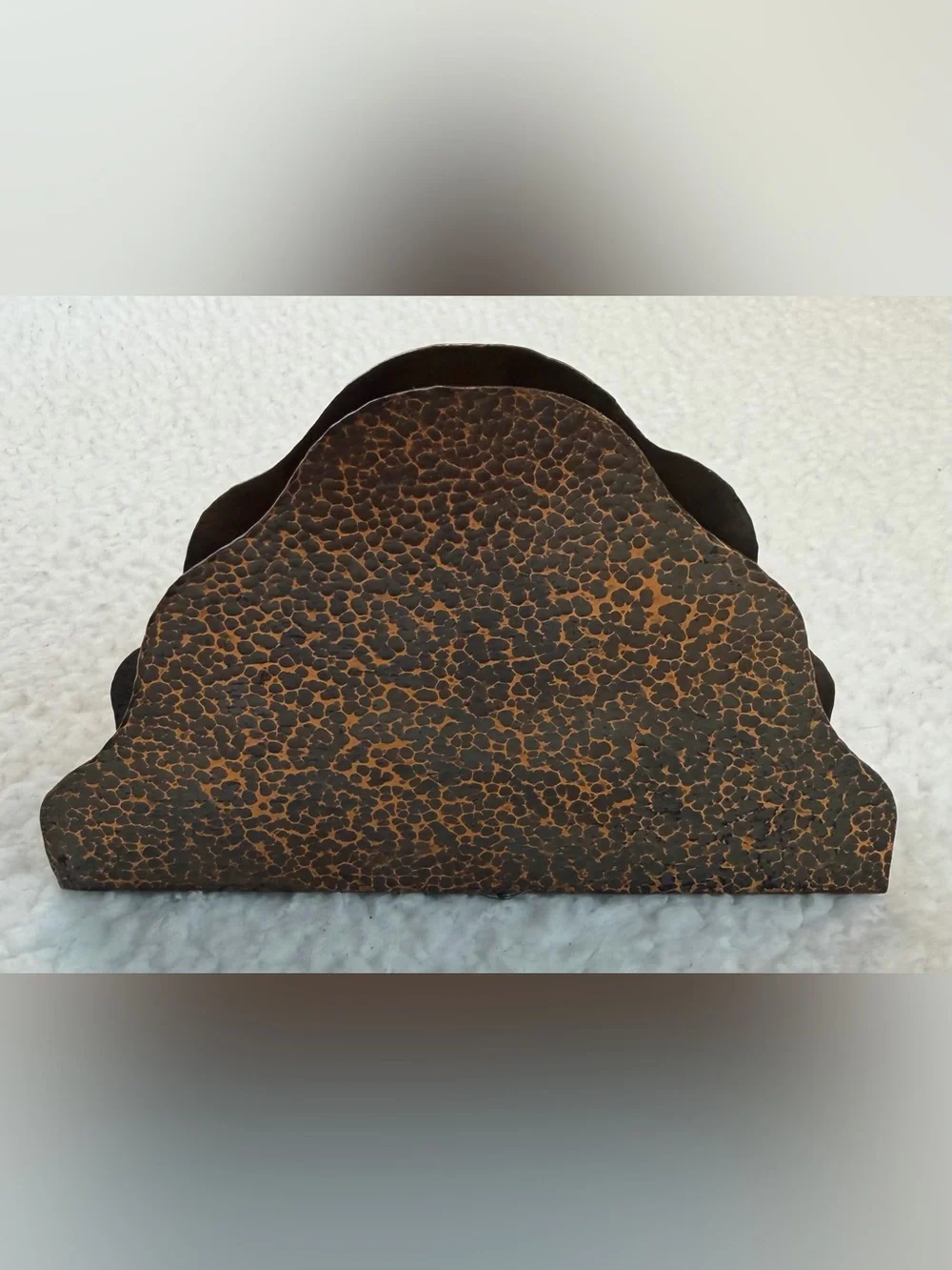 (VTG) Hammered Copper Floral Napkin / Letter Holder, OS